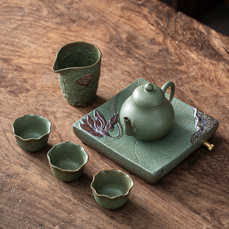 Ceramic Teacup and Teapot Set, Simple and Portable