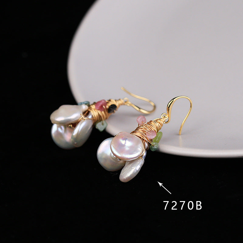 Baroque Pearl Colorful Crystal Earrings