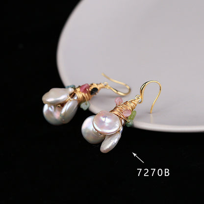 Baroque Pearl Colorful Crystal Earrings