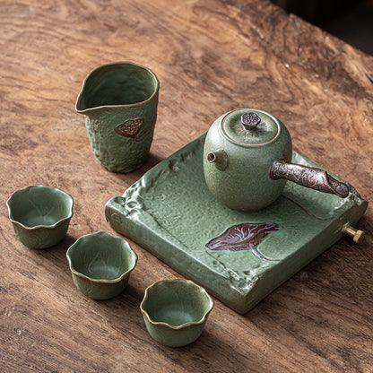 Ceramic Teacup and Teapot Set, Simple and Portable