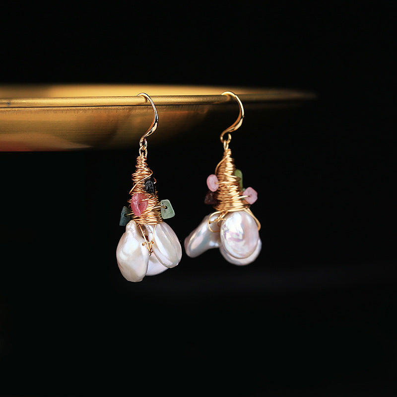 Baroque Pearl Colorful Crystal Earrings