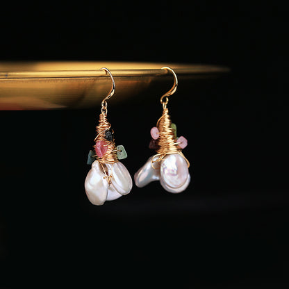 Baroque Pearl Colorful Crystal Earrings