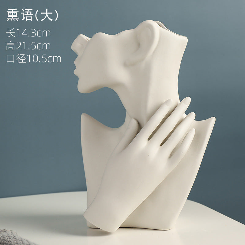 Nordic Style Human Face Creative Ceramic Vase Decor