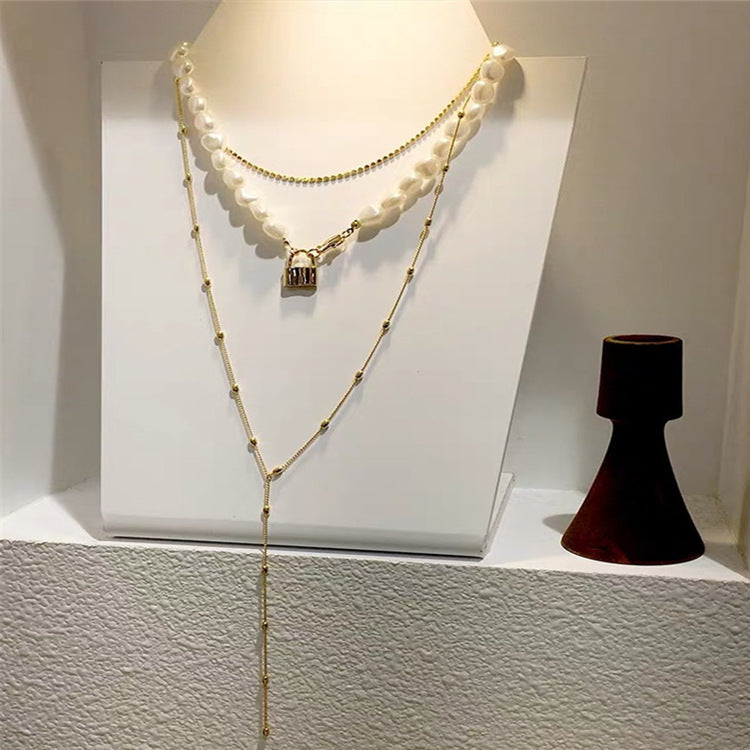 Layered Pearl Gold Necklace