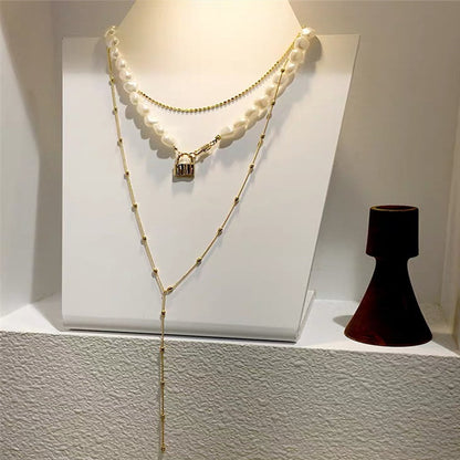 Layered Pearl Gold Necklace