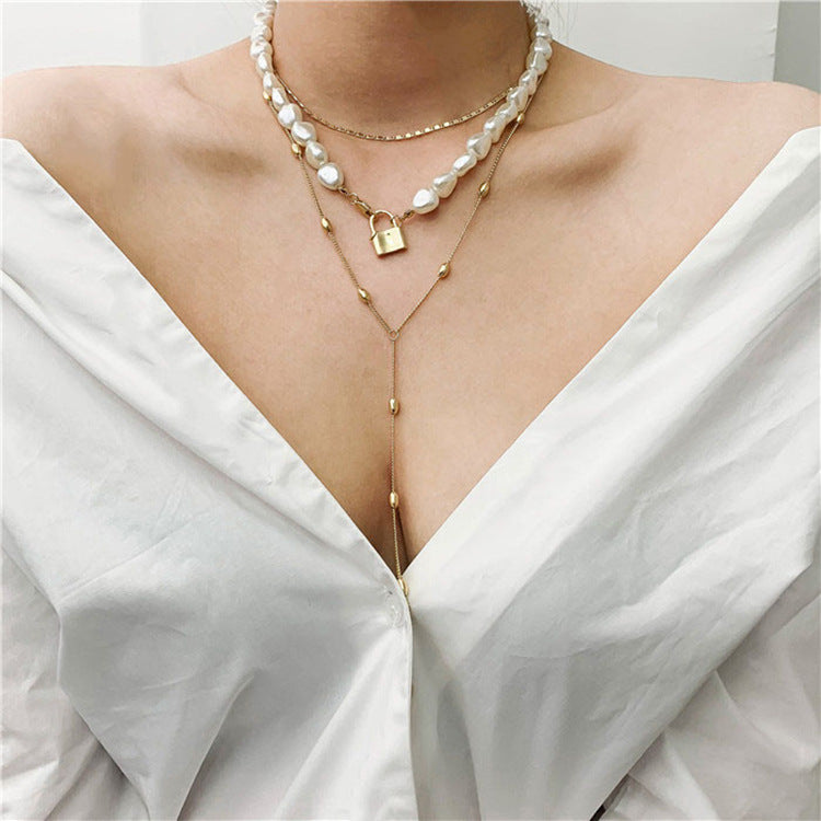 Layered Pearl Gold Necklace