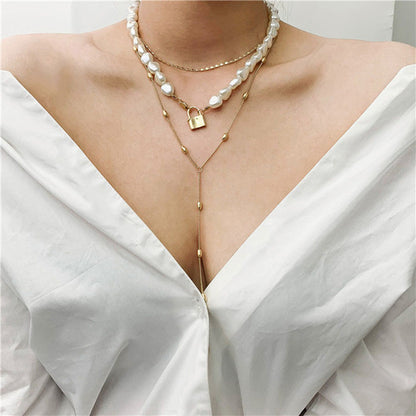 Layered Pearl Gold Necklace