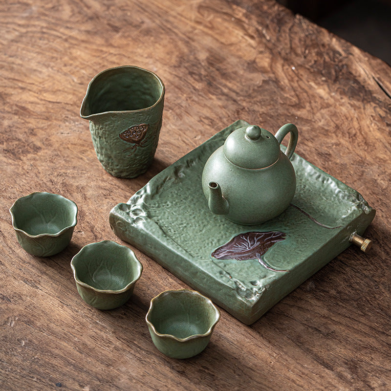 Ceramic Teacup and Teapot Set, Simple and Portable