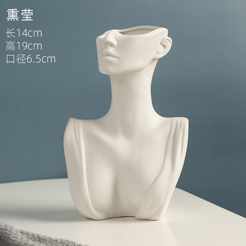 Nordic Style Human Face Creative Ceramic Vase Decor