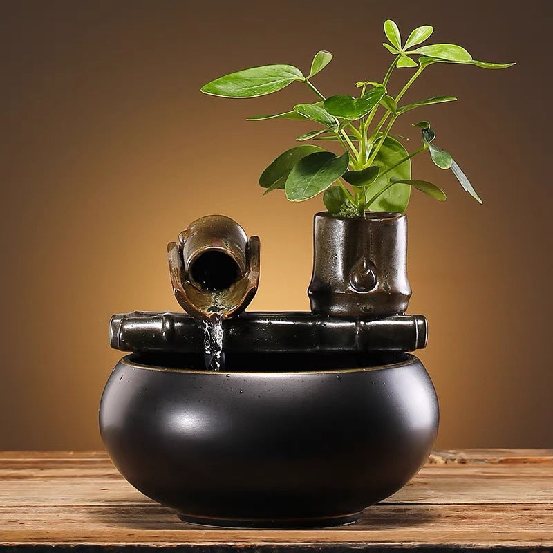 Minimalist Small Ceramic Water Feature for Zen Decor