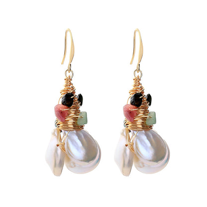 Baroque Pearl Colorful Crystal Earrings