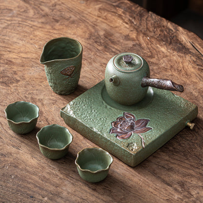Ceramic Teacup and Teapot Set, Simple and Portable
