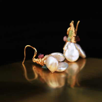 Baroque Pearl Colorful Crystal Earrings