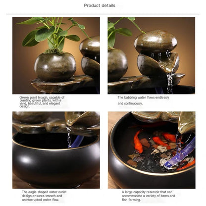 Minimalist Small Ceramic Water Feature for Zen Decor