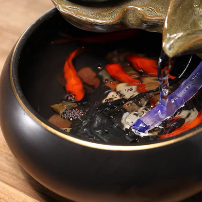 Minimalist Small Ceramic Water Feature for Zen Decor