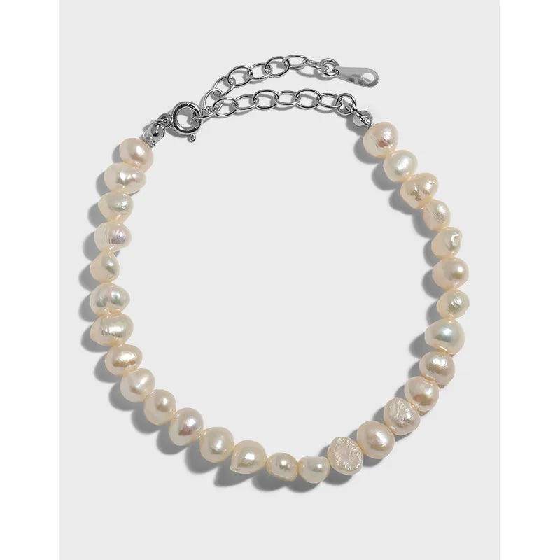 925 Sterling Silver Baroque Pearl Bracelet