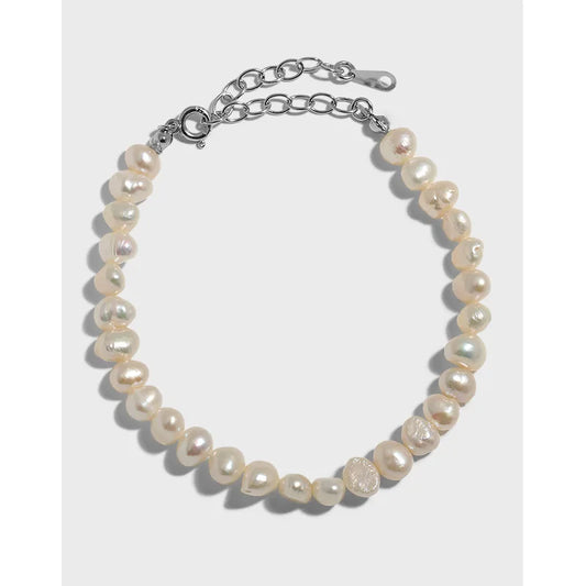 925 Sterling Silver Baroque Pearl Bracelet