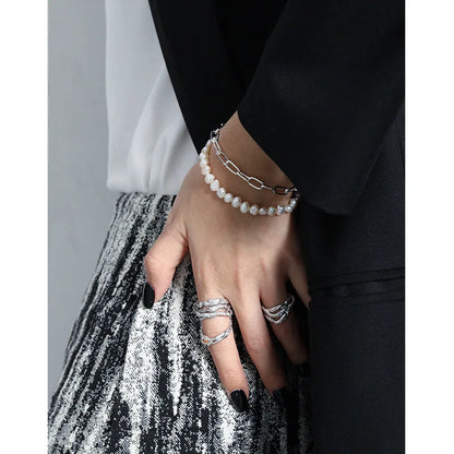 925 Sterling Silver Baroque Pearl Bracelet