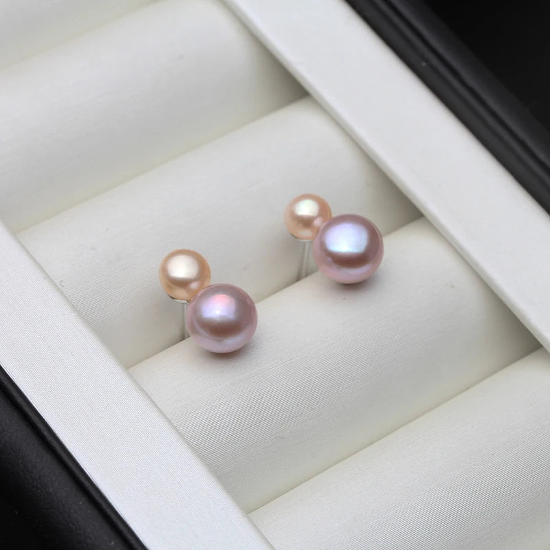 Double Freshwater Pearl Stud Earrings