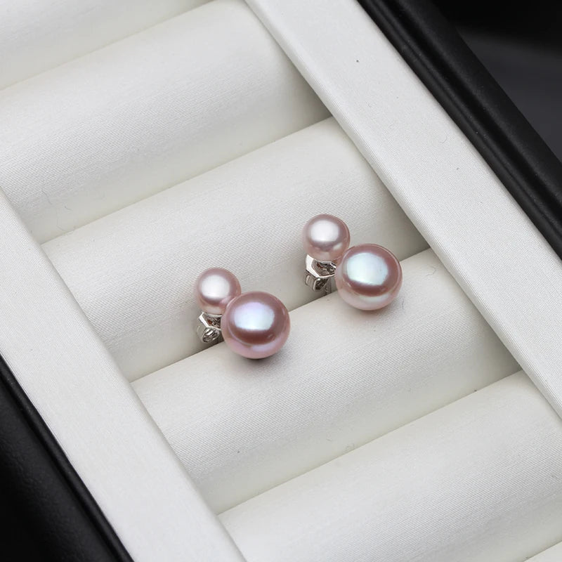 Double Freshwater Pearl Stud Earrings