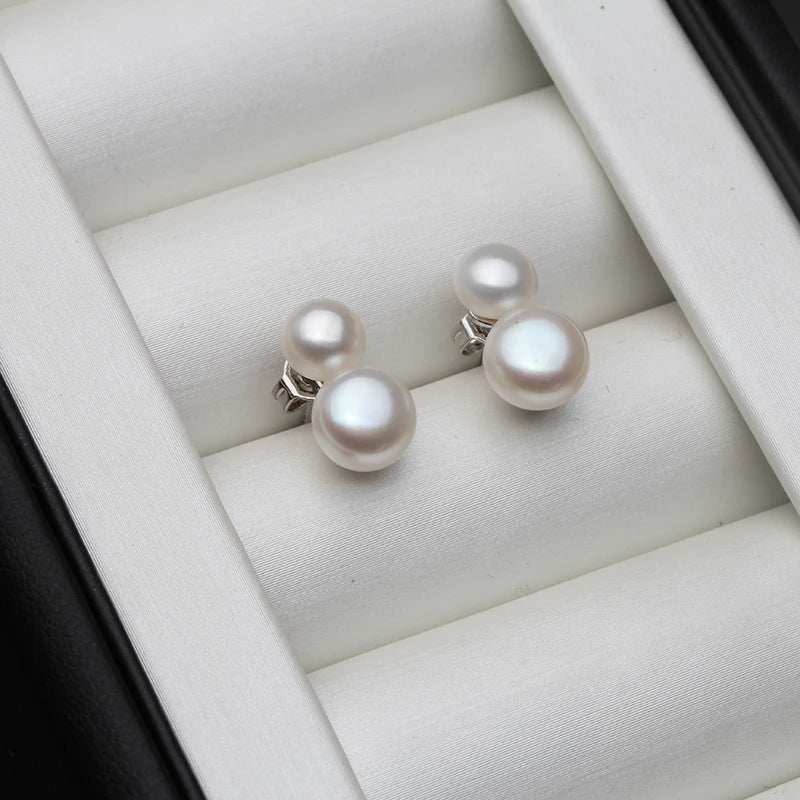 Double Freshwater Pearl Stud Earrings