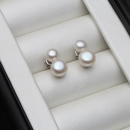 Double Freshwater Pearl Stud Earrings