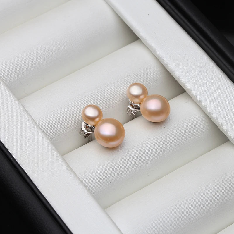 Double Freshwater Pearl Stud Earrings