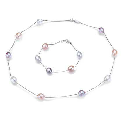 Freshwater Pearl Necklace Bracelet Set