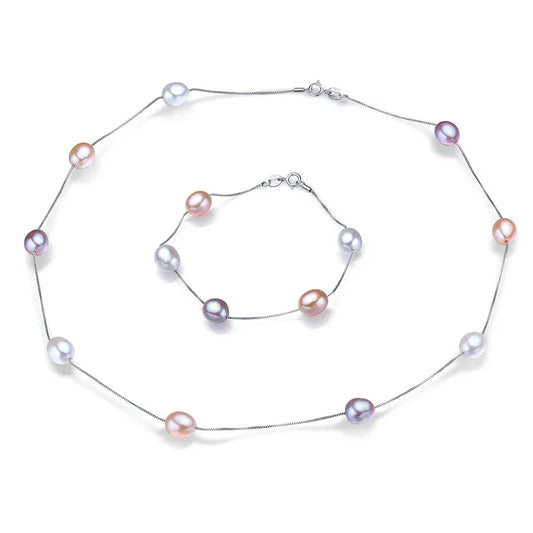 Freshwater Pearl Necklace Bracelet Set