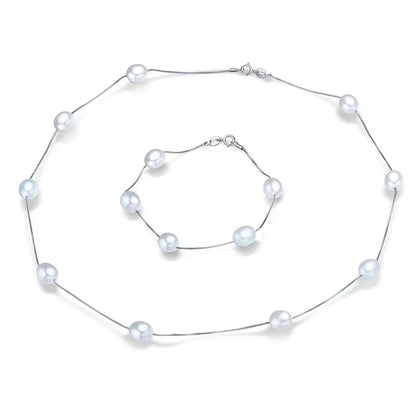 Freshwater Pearl Necklace Bracelet Set