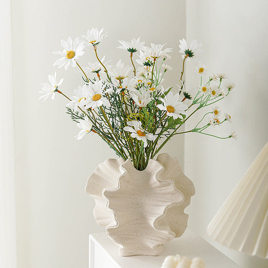 European White Ceramic Vase for Dried Flowers Decor