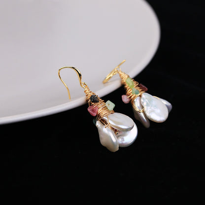 Baroque Pearl Colorful Crystal Earrings