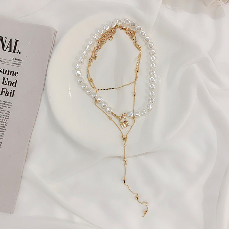 Layered Pearl Gold Necklace