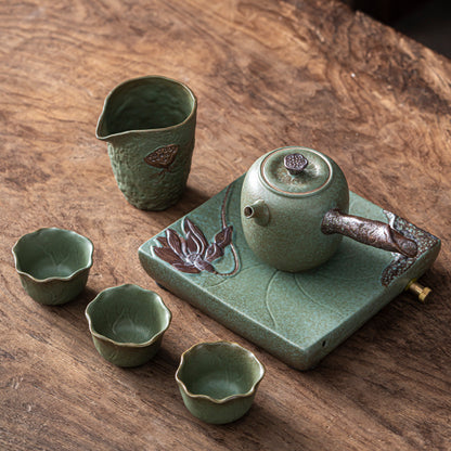 Ceramic Teacup and Teapot Set, Simple and Portable